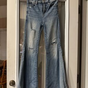 American Eagle Outfitters Light Blue Festival Flare Jeans
